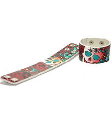 RED SKULL HEARTS printed wristband wrist strap